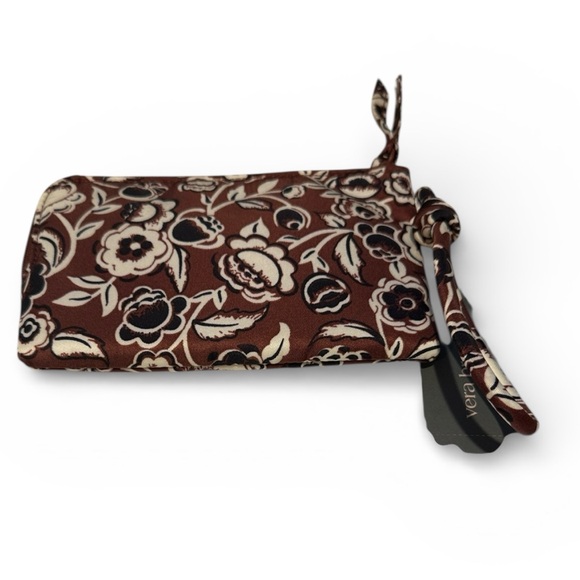 Vera Bradley Zip Brown White Bubbly Flowers Cinnamon New